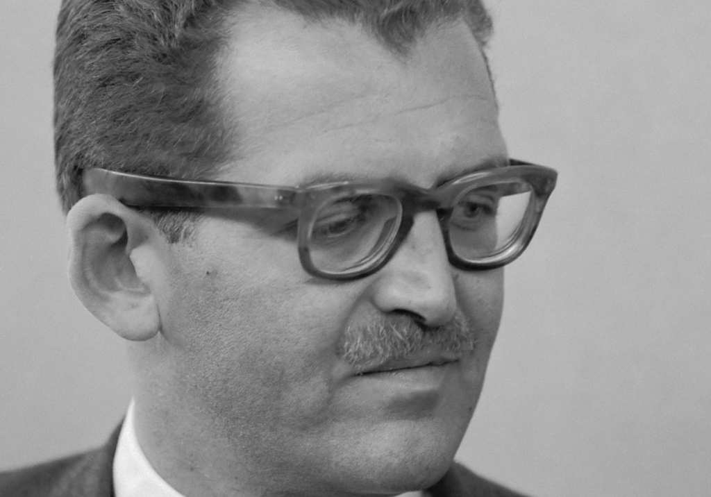 Baron Edmond Adolphe de Rothschild wearing glasses and business suit circa 1961